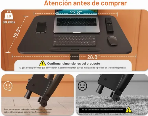Vista 3 de JOY worker Escritorio de pie plegable, escritorio ajustable en altura de 90 Negro