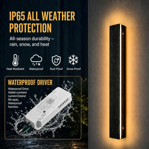Vista 2 de Lámpara de Pared Moderna para Exteriores de 31 Pulgadas, Regulable 3000K-6000K, Aplique de Pared Lineal para Exteriores Impermeable IP65, Luces LED