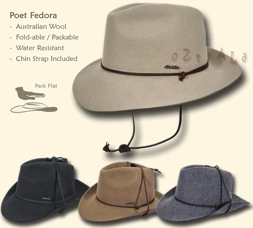Vista 2 de Sombrero de lana australiana Fedora fieltro cuero Outback Fur Cowboy HW04
