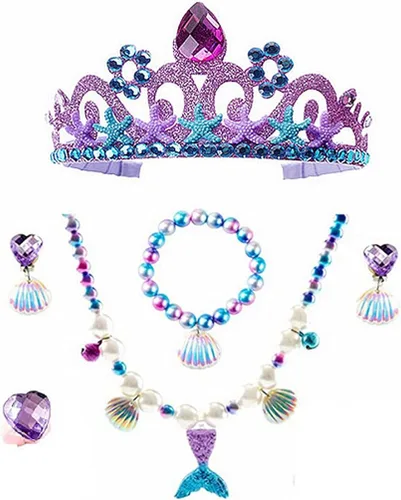 Vista 3 de Rauoawby Mermaid Dress for Little Girls Princess Costume Kids Halloween Birthday Party Outfit with Accessories