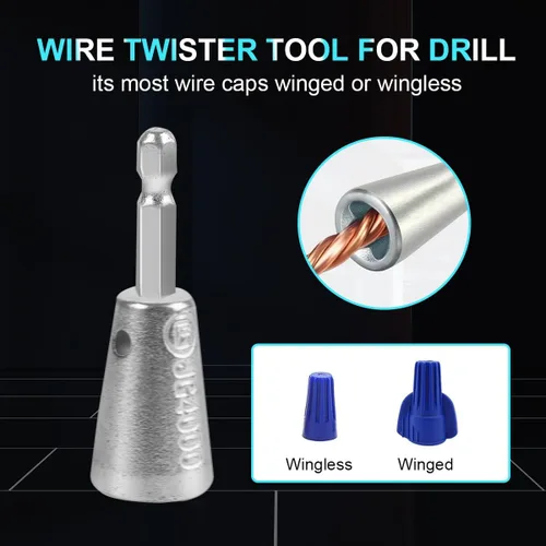 Vista 7 de Herramienta de pelacables para taladro, herramienta rápida de pelado y torsión de cables con tuerca de alambre 6 en 1 y conector de pelado