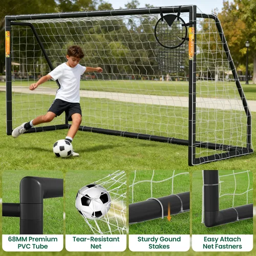 Vista 4 de NAIZEA Portería de fútbol – Portería de fútbol de 12 x 6/10 x 6/8 x 6/6 x 4 pies para patio trasero, portería de fútbol portátil y resistente a