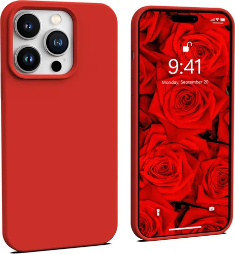 Vista 10 de IceSword Funda compatible con iPhone 14 Pro Max, color azul bebé, funda de silicona líquida, delgada, suave, antiarañazos, bonita luz azul pastel