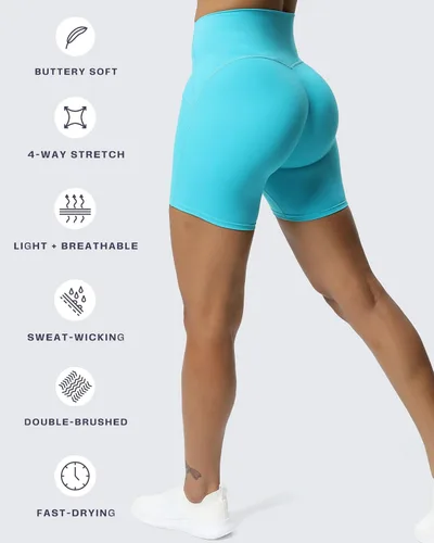 Vista 4 de Aoxjox Scarlett Scrunch - Pantalones cortos de ciclismo para mujer, control de abdomen, tiro alto, ejercicio, atletismo, gimnasio, correr, yoga, 6