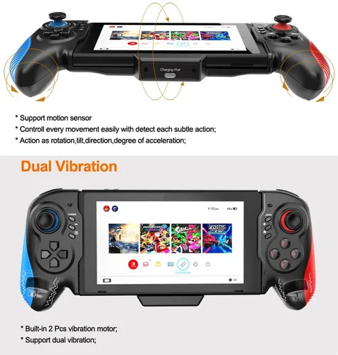 Vista 7 de ZUJO Pro Controller for Nintendo Switch, Joy-Cons Replacement, Wireless Gamepad Case With Six Axes Gravity Sensor, Dual Motor Vibration and Turbo