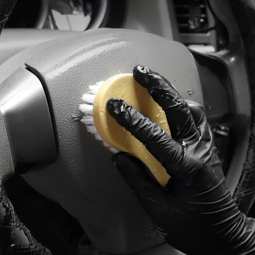Vista 3 de JSCARLIFE Cepillo de limpieza interior de coche, limpiador de tapicería profunda, cerdas suaves, cepillo de mano resistente para automóvil, muebles