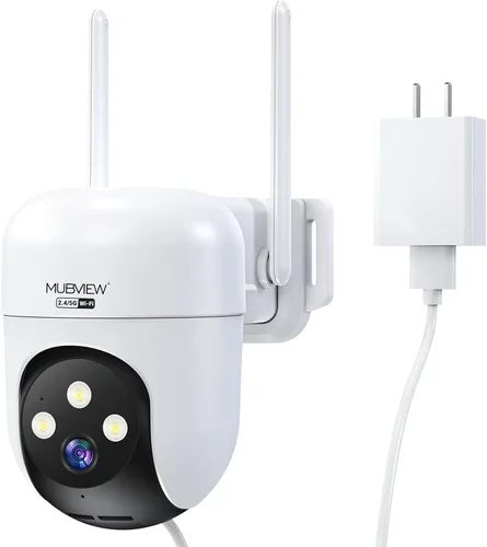 Vista 9 de MUBVIEW Cámaras de seguridad negras de 360° inalámbricas para exteriores, cámara exterior con cable 24/7 para seguridad del hogar, seguimiento