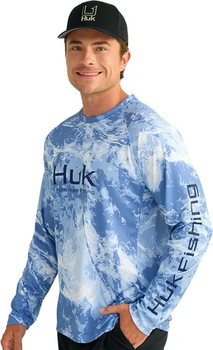 Vista 42 de Huk Pursuit Vented LS para hombre Refracción Fish Fade - San Sal/Wahoo