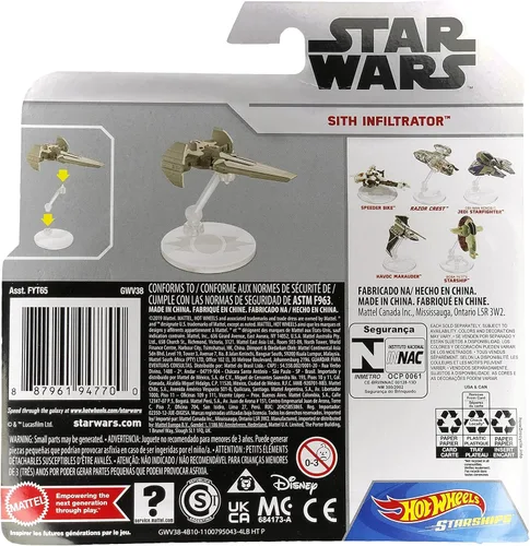Vista 2 de Hot Wheels Star Wars Starships Sith Infiltrator - Vehículo fundido a presión
