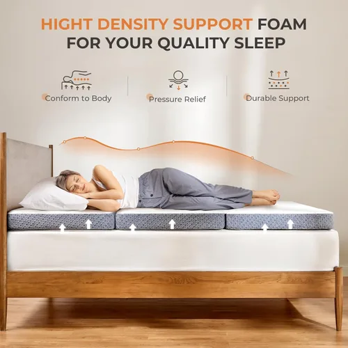 Vista 2 de Sweetnight Cubrecolchón plegable de 4 pulgadas con una funda plegable y lavable, de firmeza media con diseño antideslizante, adecuado para viajes