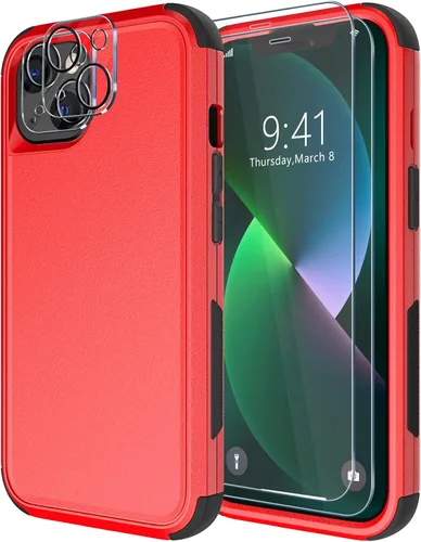 Vista 20 de Diverbox - Funda para iPhone 13 a prueba de golpes, caídas y polvo, funda de protección resistente para iPhone 13 de Apple, color negro