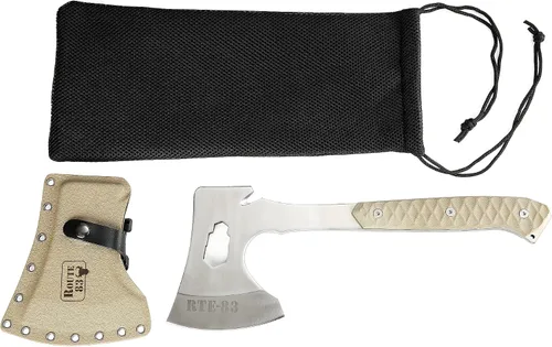 Vista 6 de ROUTE83 - Cuchillos tácticos martillados a mano con hacha de hacha Tomahawk con funda Kydex