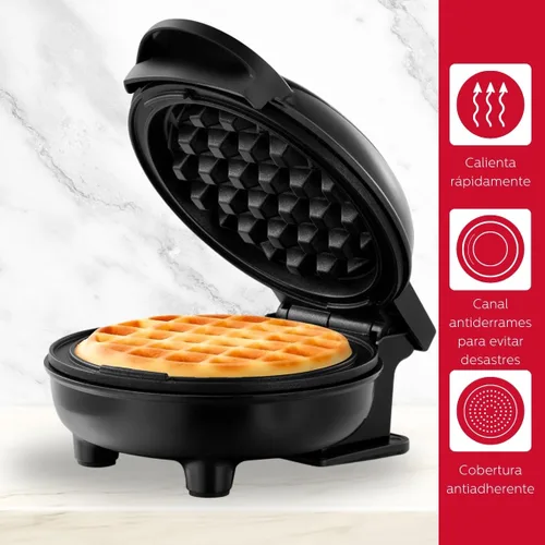 Vista 4 de Holstein Housewares - gofrera antiadherente personal, color negro – gofres de 4 pulgadas en minutos
