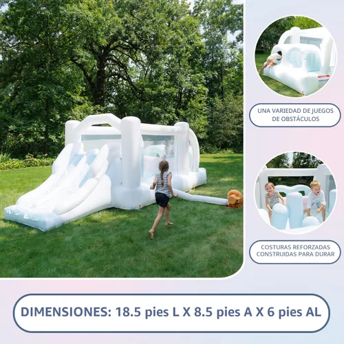 Vista 5 de Bounceland Obstacle Dream Bouncer Combo Slides, 18.5 pies x 8.5 pies x 6 pies de alto, soplador de aire incluido con GFCI, toboganes dobles, carrera