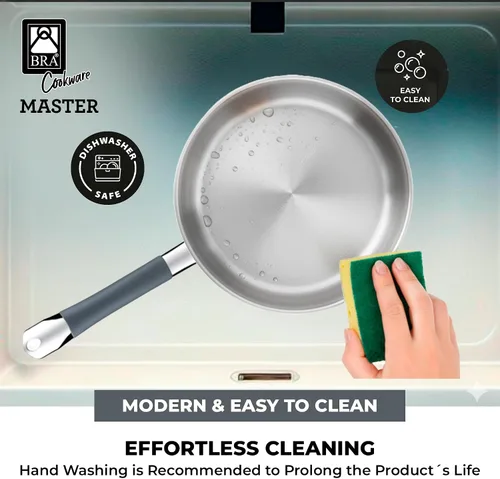 Vista 5 de BRA COOKWARE Master 2 - Juego de sartenes profesionales de 8 + 10.2 pulgadas, sartén de acero inoxidable, compatible con todas las estufas, sartén