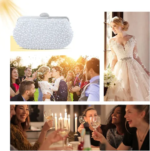 Vista 7 de TOPFIVE - Bolso de mano con cuentas de perlas para mujer para boda fiesta cóctel fiesta