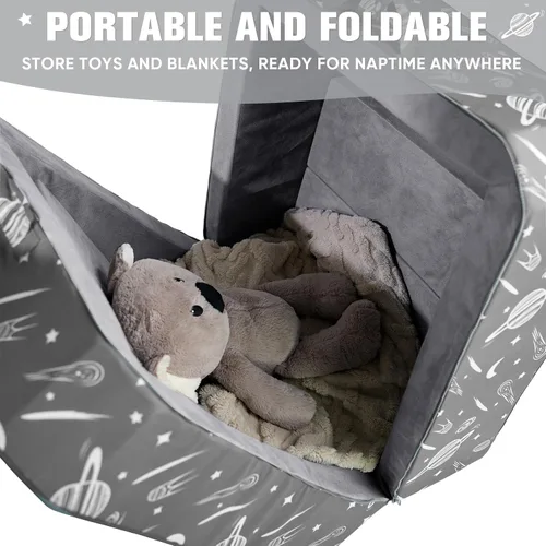 Vista 5 de JOYWOO Cama de suelo para niños pequeños, cama de viaje para niños de 3 a 6 años, camas plegables portátiles para niños pequeños, para el hogar