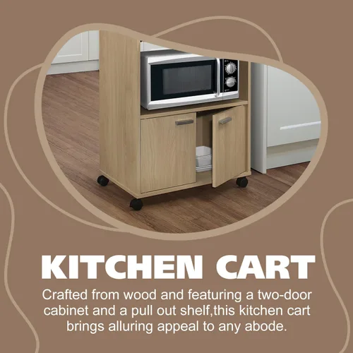 Vista 5 de Kings Brand Furniture Byron - Armario de microondas con almacenamiento y estante superior extraíble, carrito de almacenamiento de cocina de 2