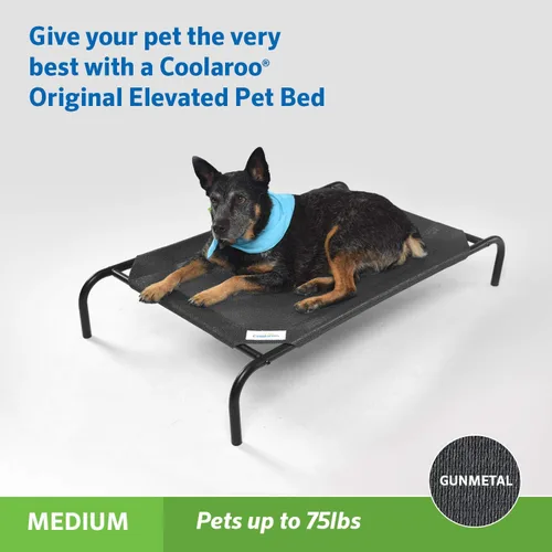 Vista 2 de Coolaroo Cama elevada y refrescante para perros, para interiores y exteriores, tamaño mediano, gris oscuro (Gunmetal)