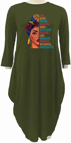 Vista 2 de I am Black Woman Beautiful Magic Printed Maxi - Vestidos casuales sueltos de gran