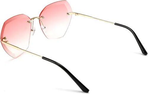 Vista 4 de FEISEDY Gafas de sol sin montura de gran tamaño de las mujeres gafas de sol de corte de diamante B2569