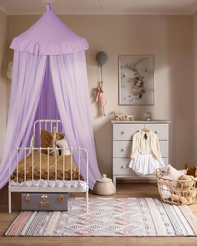Vista 10 de Dosel de cama con luces de estrella, dosel de doble capa para cama, tienda de campaña de princesa para habitación de niñas, cortina de dosel