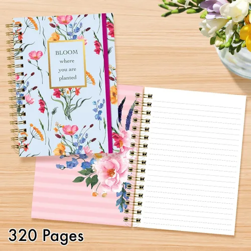 Vista 6 de Designer Greetings, Designer Papers - Diario de tapa flexible con banda elástica, diseño de flores aisladas Bloom, 320 páginas (6" x 8.25")