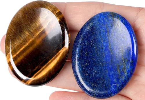 Vista 14 de QINJIEJIE Piedra de preocupación para el pulgar para la ansiedad, cristales de chakras, piedras curativas para la preocupación de los chakras