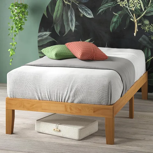 Vista 16 de Zinus Ellie - Marco de cama individual de bambú de 14 pulgadas, soporte de listones de madera, no necesita somier, fácil montaje, color marrón