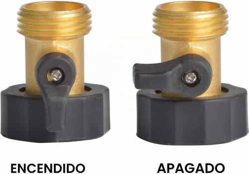 Vista 6 de Hydro Master Válvulas de cierre de latón resistente Conectores de manguera de jardín con sellos de goma adicionales 3/4 pulgadas NH (paquete de 2)