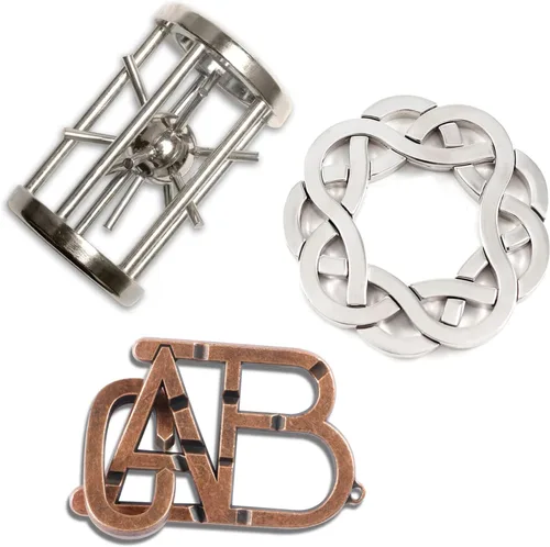 Vista 9 de MHY Rompecabezas Mentales de Metal Jumbo para Adultos - Paquete de 4 Juegos Mentales 3D Desafiantes con Estuche Portátil Juguetes de Lógica
