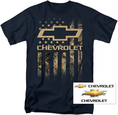 Vista 2 de Popfunk Chevy Camo Flag T-Shirt & Stickers