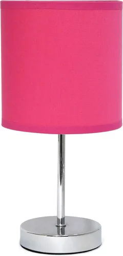 Vista 20 de Simple Designs LT2007-HPK-LB Lámpara de mesa básica cromada para sala de estar, mesita de noche, escritorio, encimera, rosa intenso, con bombilla