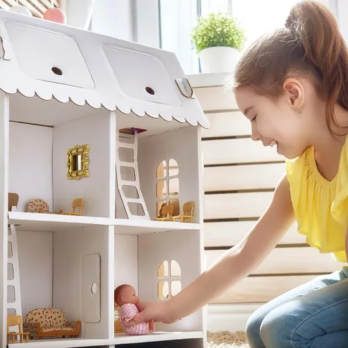 Vista 5 de Totority - Mini espejo clásico, accesorio para casa de muñecas para modelos de micro escena, modelo de espejo en miniatura para decoración de mini