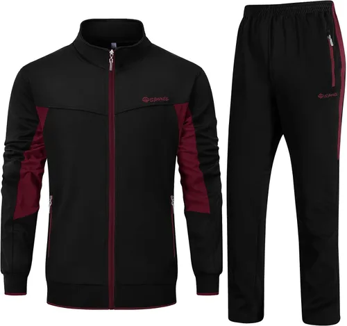 Vista 13 de Rdruko Conjunto Deportivo de 2 Piezas para Hombre, Traje Deportivo con Cremallera Completa, Sudaderas Deportivas para Gimnasio, Ropa Deportiva Gris