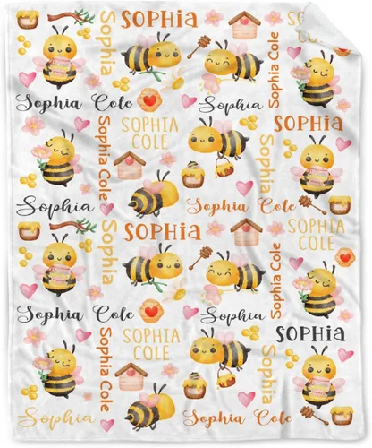 Vista 30 de Manta de franela ligera de abeja, regalos para niñas y mujeres en todas las estaciones, manta para cama, sofá, 30 x 40 pulgadas, para bebé/mascotas