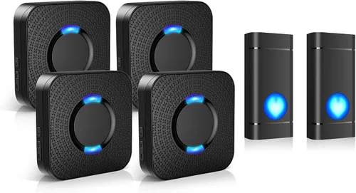 Vista 11 de Campanas de puerta inalámbricas para hogares, kits de timbre con 1 transmisor, 1 receptor, funcionamiento impermeable a un rango de 1000 pies, 48