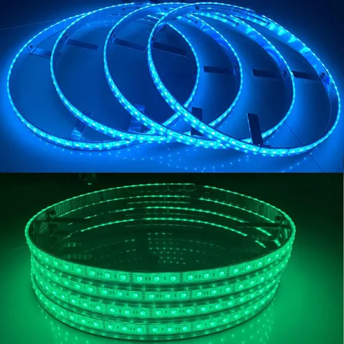 Vista 6 de Juego de 4 luces LED de 15.5 pulgadas RGB con cambio múltiple para llanta, con frenado, aplicación Bluetooth de giro/control remoto Ctrl IP68, kit