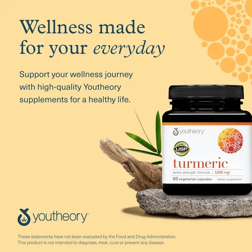 Vista 7 de Youtheory Cúrcuma Extra Strength - 1,000 mg - Apoya la salud cerebral, muscular y articular* - Contiene biopotenciadores, curcuminoides y extractos