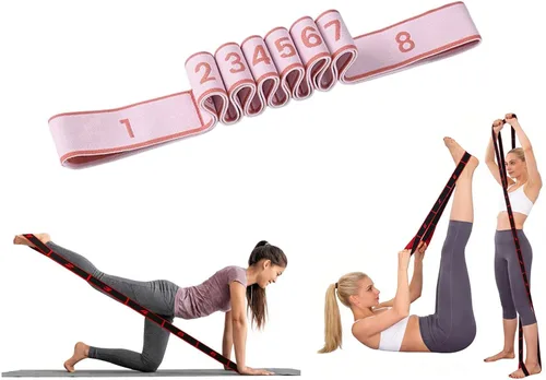 Vista 13 de Bandas de resistencia de fitness para estiramiento y yoga, banda de resistencia elástica numérica con marcas, banda de resistencia numerada bandas