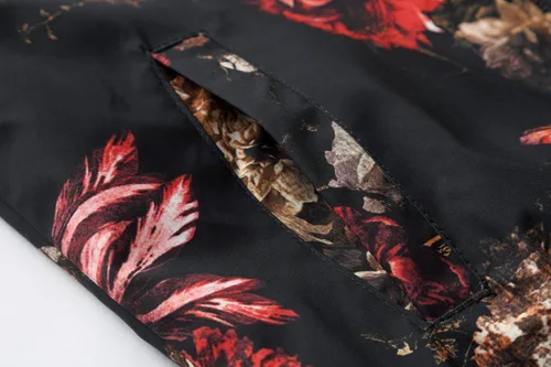 Vista 8 de HENGAO Chaqueta bomber con cremallera frontal y estampado de flores para hombre