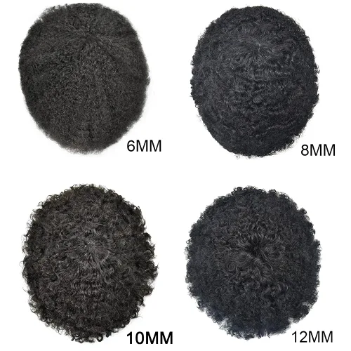 Vista 6 de Afro Toupee para hombres negros, sistema de reemplazo de cabello afroamericano para hombre, Toupee LYRICAL HAIR de piel fina de polietileno
