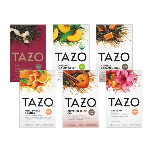 Vista 10 de TAZO Bolsitas de Té Muestra Surtido Paquete de Variedad Caja de Regalo (42 Unidades) 14 Sabores Diferentes Regalos para Ella Él Mujeres Hombres