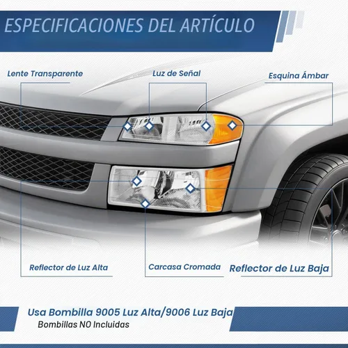 Vista 2 de Auto Dynasty 4 piezas de conjunto de faros y lámparas de parachoques compatibles con Chevy Colorado GMC Canyon 2004-2012 Isuzu i-290 i-370 2007-2008