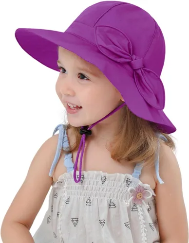 Vista 9 de Toddler Kids Baby Girl Sun Hat Floppy Cotton Summer Hat 50+ SPF Protective 04/Flor/Blanco