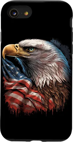Vista 18 de Funda patriótica para iPhone 16 con diseño de ojos de águila calva americana