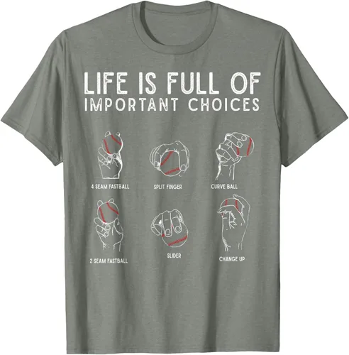 Vista 35 de Tipos de béisbol Pitches Life Choices Jugador Camiseta