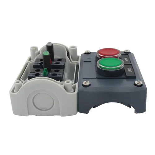 Vista 4 de Caja de control de interruptor de botón impermeable, estación de dos LED, interruptor momentáneo iluminado SAL LA68H-D XALD243B