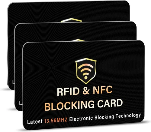 Vista 25 de SaiTech IT Paquete de 5 Tarjetas de Bloqueo RFID, Una Tarjeta Protege Toda la Billetera y Cartera, Protector de Tarjetas de Débito y Crédito