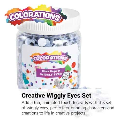 Vista 3 de Colorations Wiggly Googly Eyes, el más vendido, paquete económico con almacenamiento, regular, blanco y negro, artes y manualidades, para niños